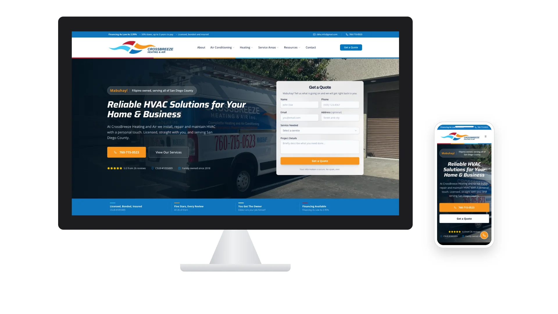 A website we built for Coastal Comfort and CrossBreeze